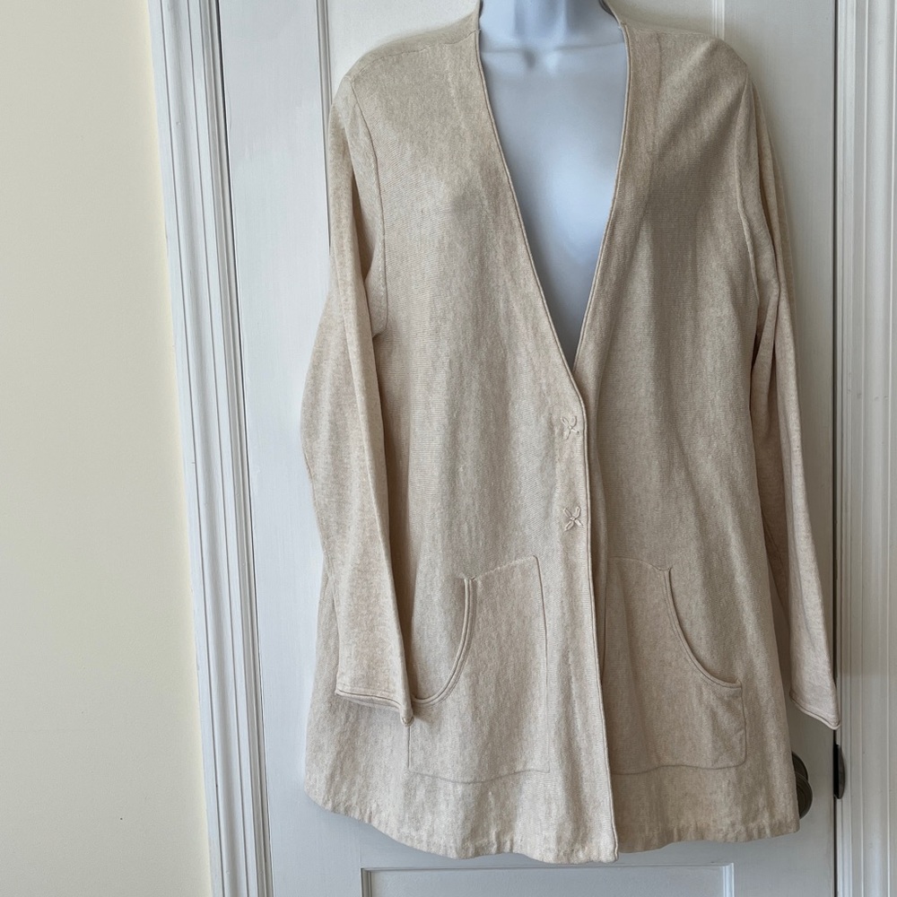 Pure Jill Cotton‎ Cashmere Blend Sweater Cardigan Women’s XLP Oatmeal Coastal